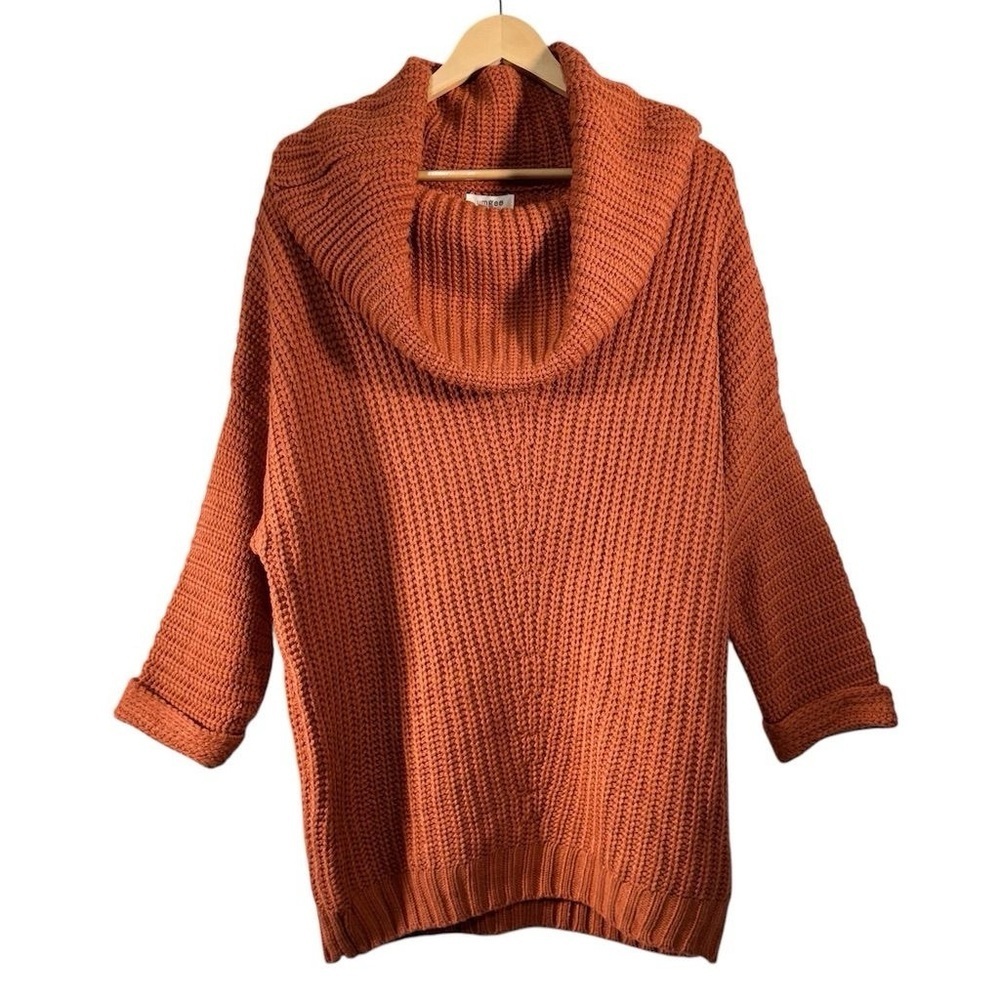 Umgee Women's Oversized Knit Pullover Sweater Orange Size M Off The Shoulder